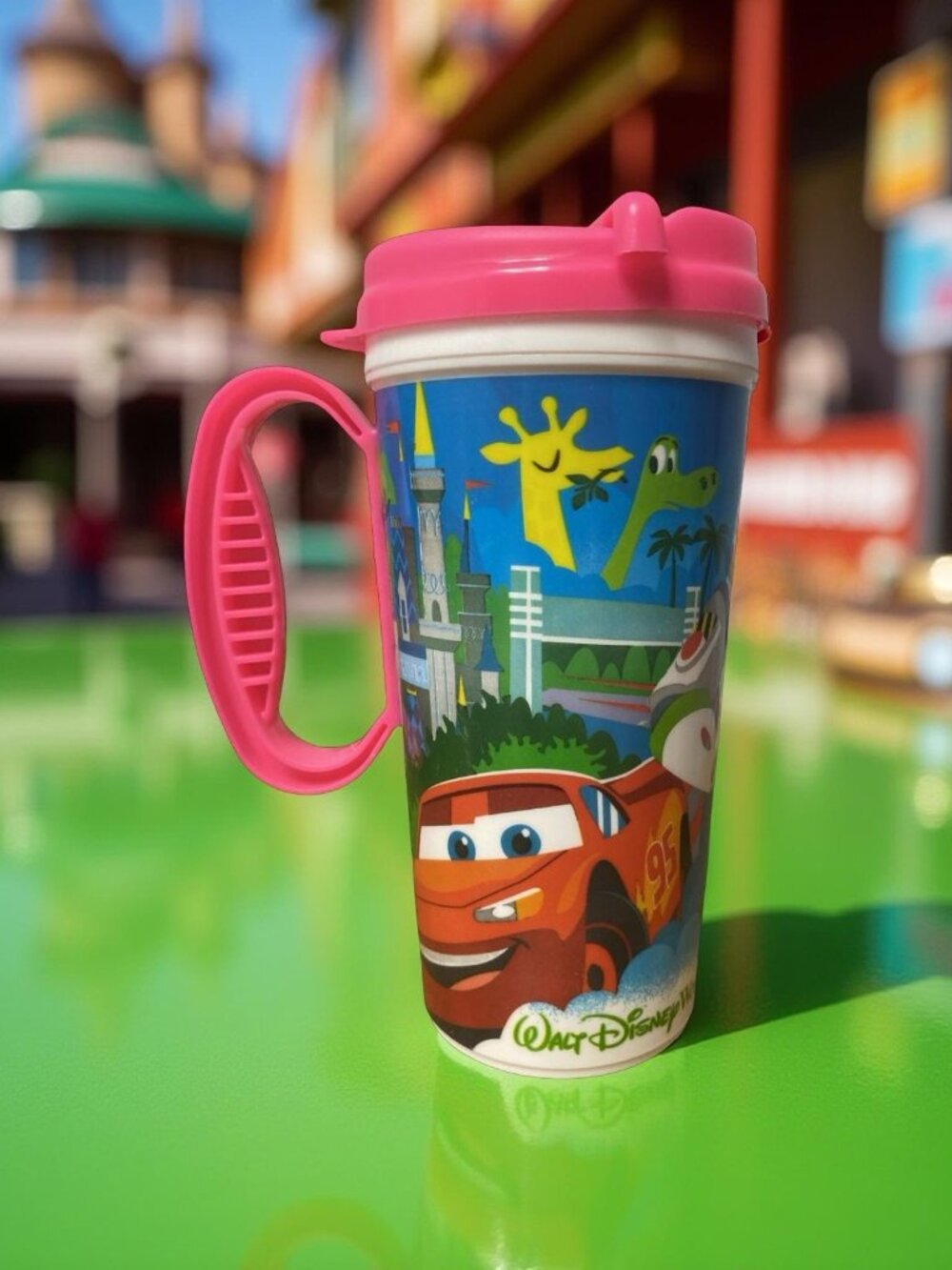 Disney Cars Travel Mug Buzz Lightyear Lightning McQueen Cup Pink Lid Handle